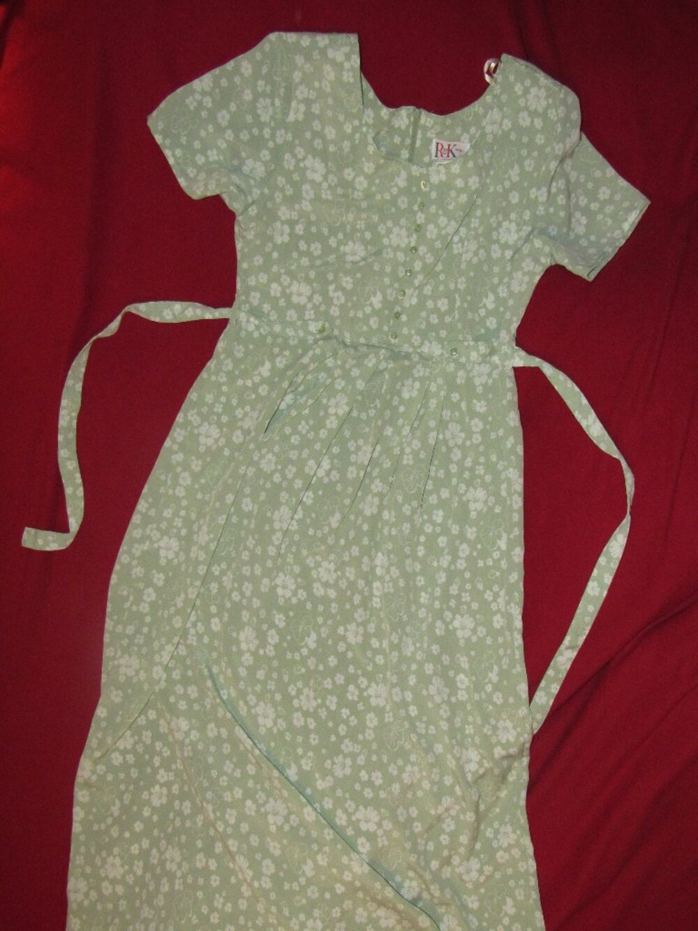 Vintage R & K Originals Green Floral Dress Size 12